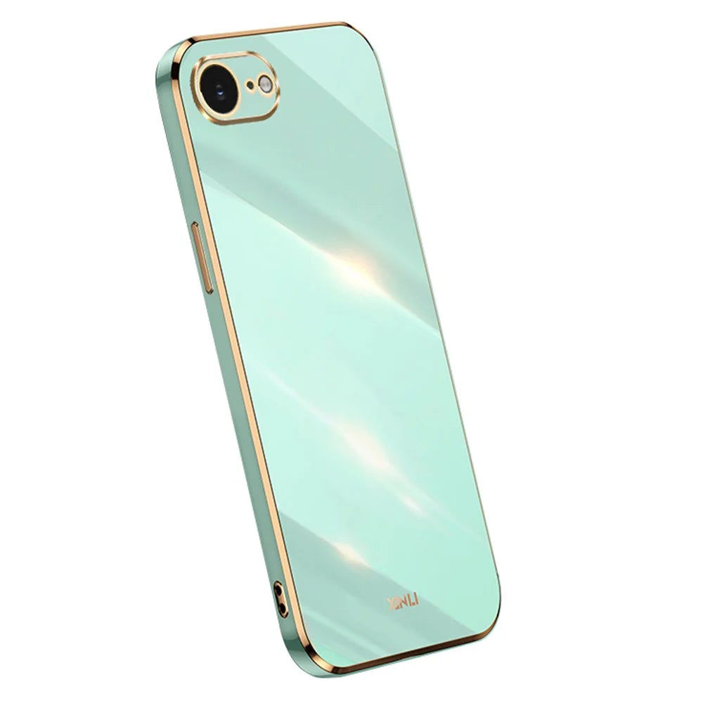 XINLI For iPhone 17e / 16e Case TPU Phone Cover with Electroplating Frame - Cyan - 1