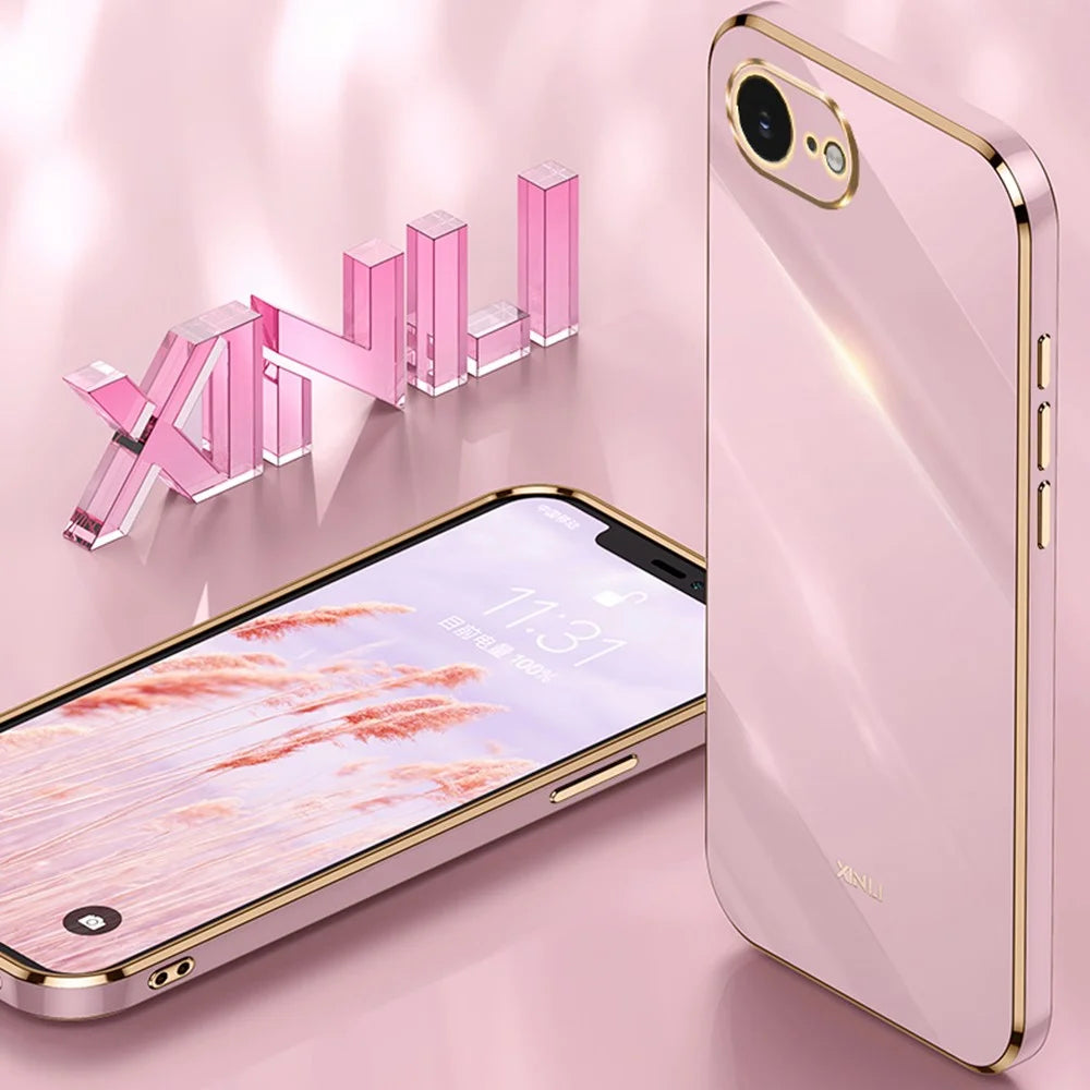XINLI For iPhone 17e / 16e Case TPU Phone Cover with Electroplating Frame - Cyan - 4