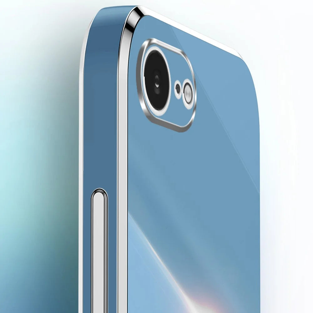 XINLI For iPhone 17e / 16e Case TPU Phone Cover with Electroplating Frame - Cyan - 5