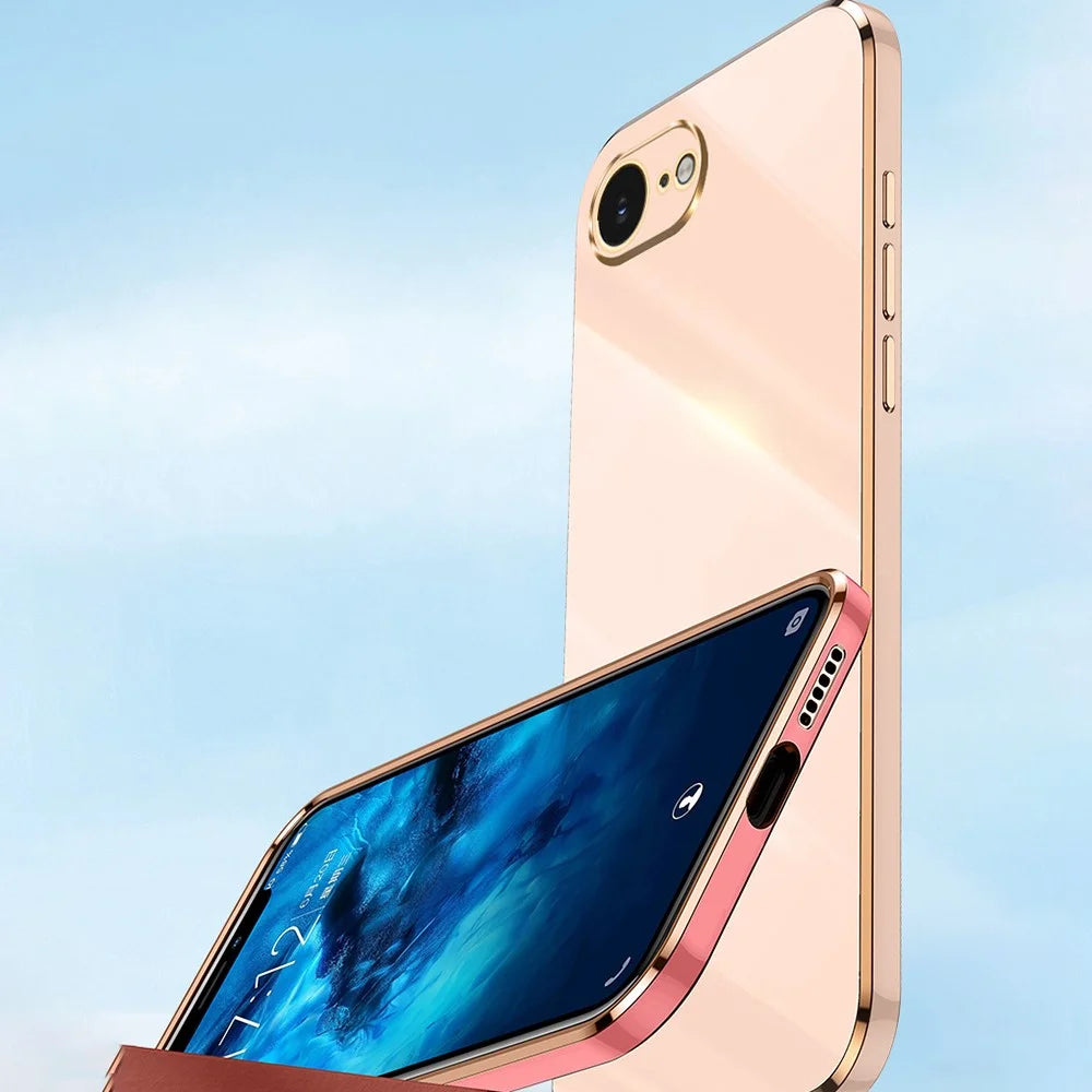 XINLI For iPhone 17e / 16e Case TPU Phone Cover with Electroplating Frame - Cyan - 7