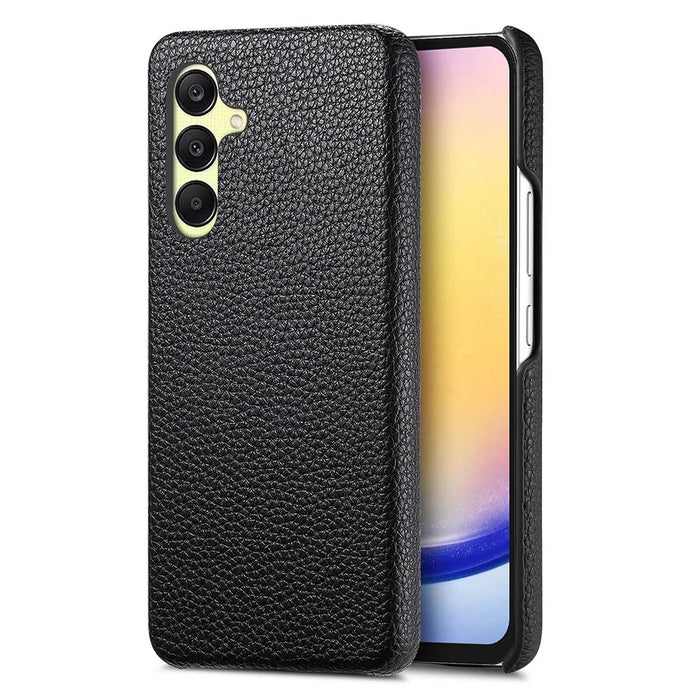 For Samsung Galaxy A16 4G / Galaxy A16 5G Case Litchi Texture Leather Coated PC Mobile Back Cover - Black - 4