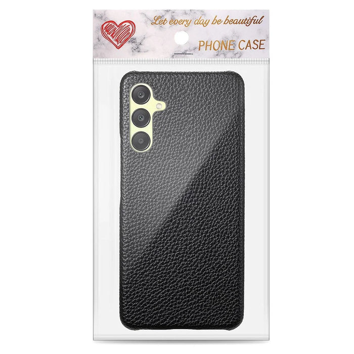 For Samsung Galaxy A16 4G / Galaxy A16 5G Case Litchi Texture Leather Coated PC Mobile Back Cover - Black - 7
