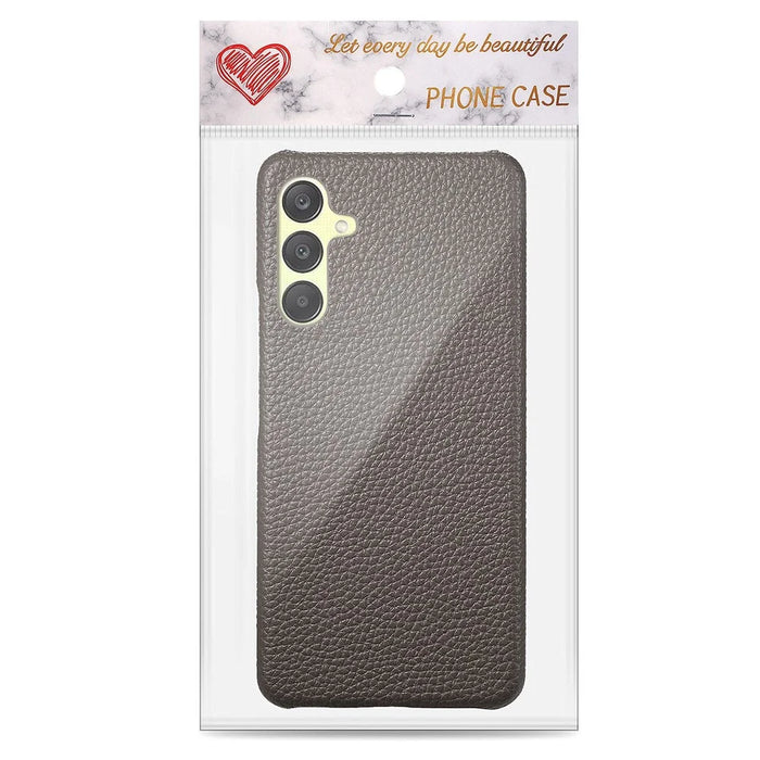 For Samsung Galaxy A36 5G Case Litchi Texture Leather Coated PC Mobile Back Cover - Silver Grey - 7
