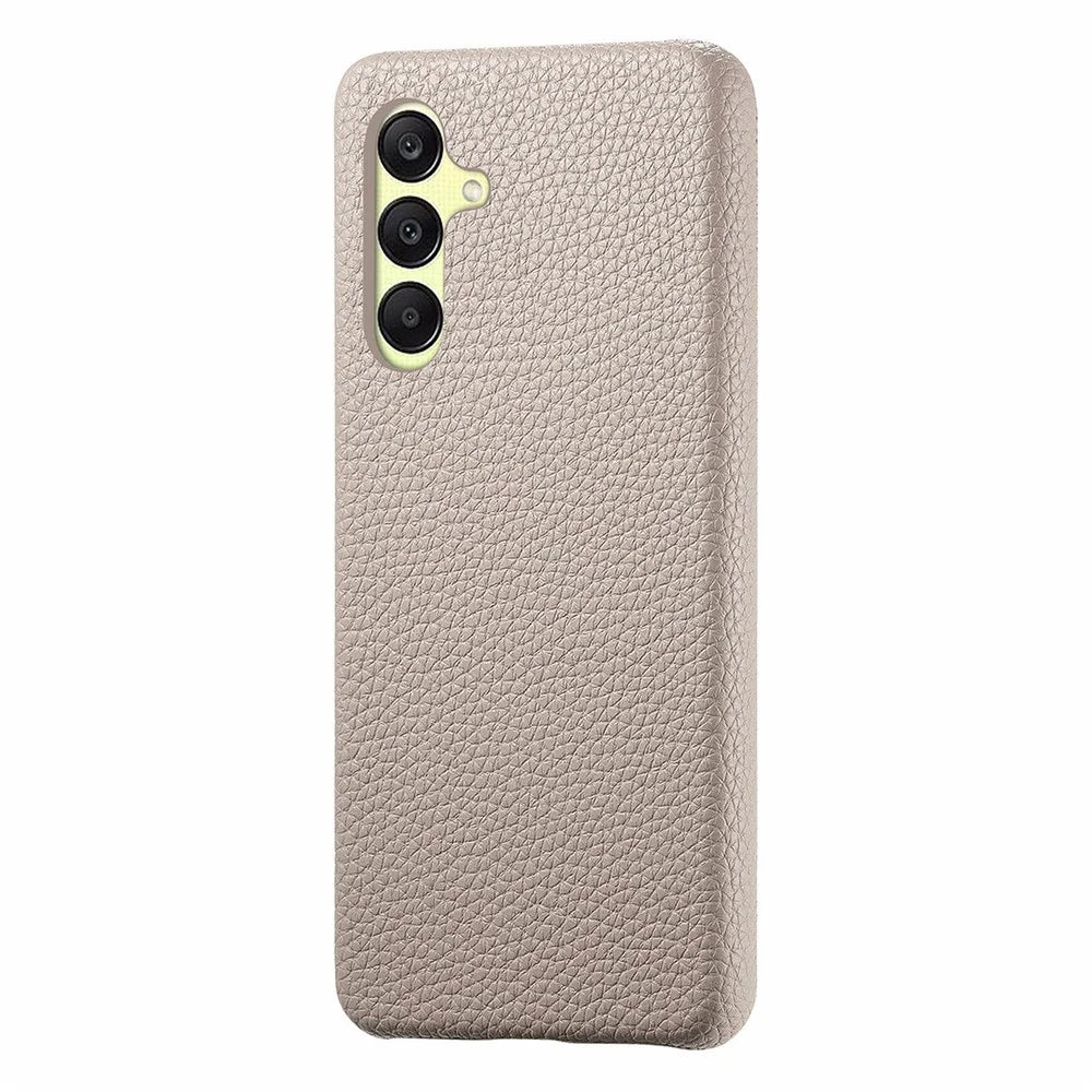 For Samsung Galaxy S25 Case Litchi Texture Leather Coated PC Mobile Back Cover - Khaki Grey - 2