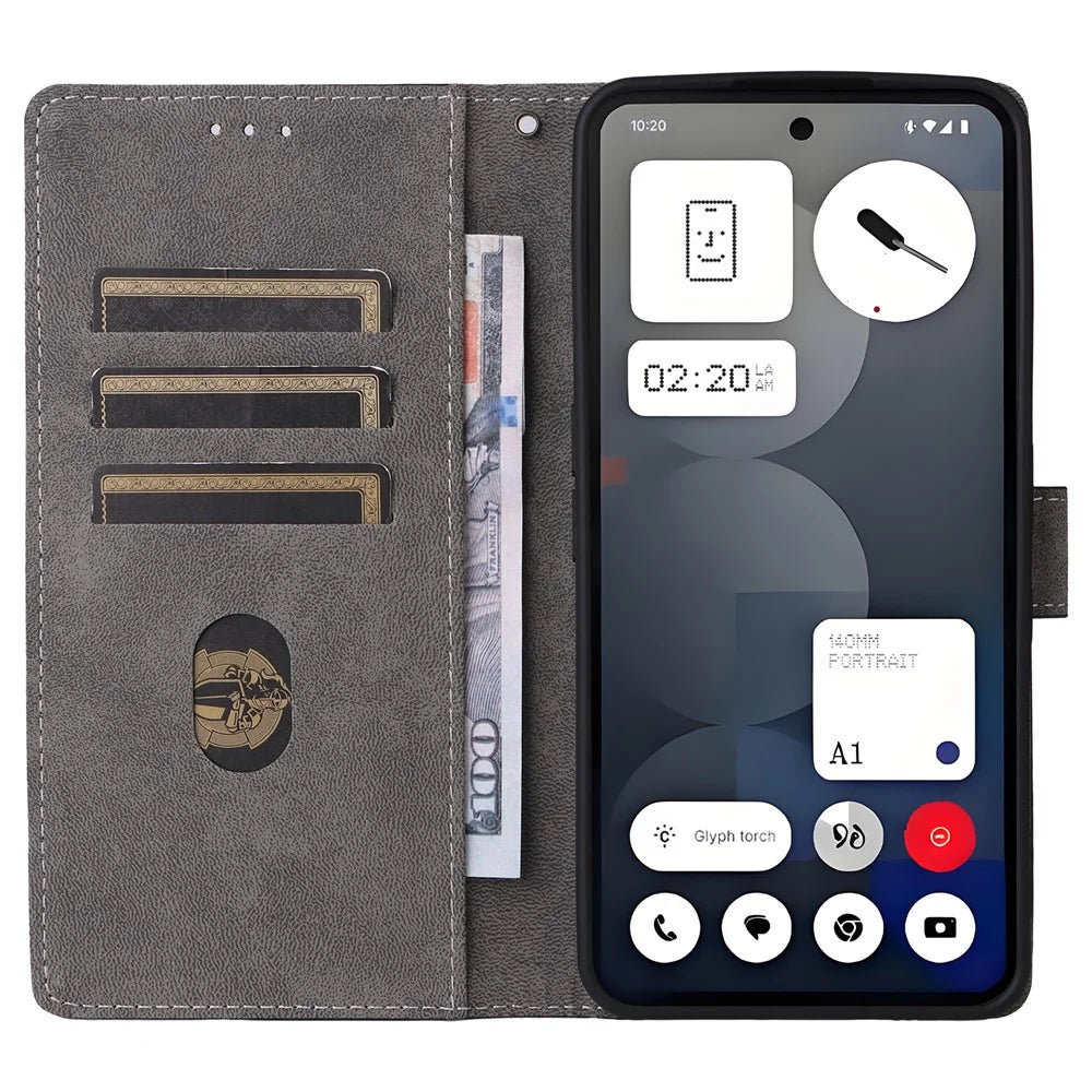 For Nothing Phone (3a) Pro Case Wallet RFID Blocking PU Leather Cover Viewing Stand - Black - 2