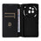 For Nothing Phone (3a) Pro Case Wallet Rhombus Imprinted Leather Phone Cover - Black - 3