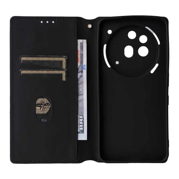 For Nothing Phone (3a) Pro Case Wallet Rhombus Imprinted Leather Phone Cover - Black - 3