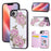 For iPhone 17e / 16e Case Flower Leather TPU RFID Blocking Phone Cover Card Slots - Rose Flower - 1