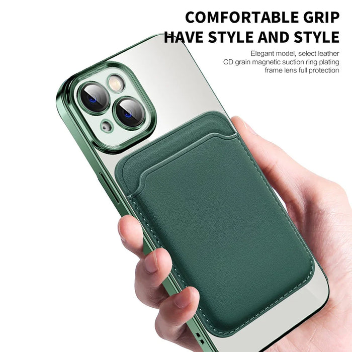 For iPhone 15 Plus Case Compatible with MagSafe TPU + PC Mobile Cover with Card Bag - Blackish Green - 4