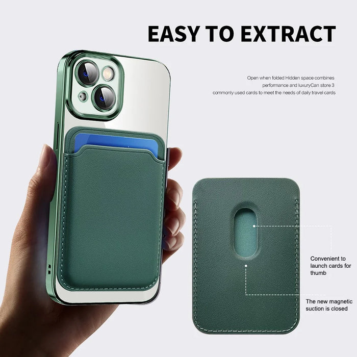 For iPhone 15 Plus Case Compatible with MagSafe TPU + PC Mobile Cover with Card Bag - Blackish Green - 5