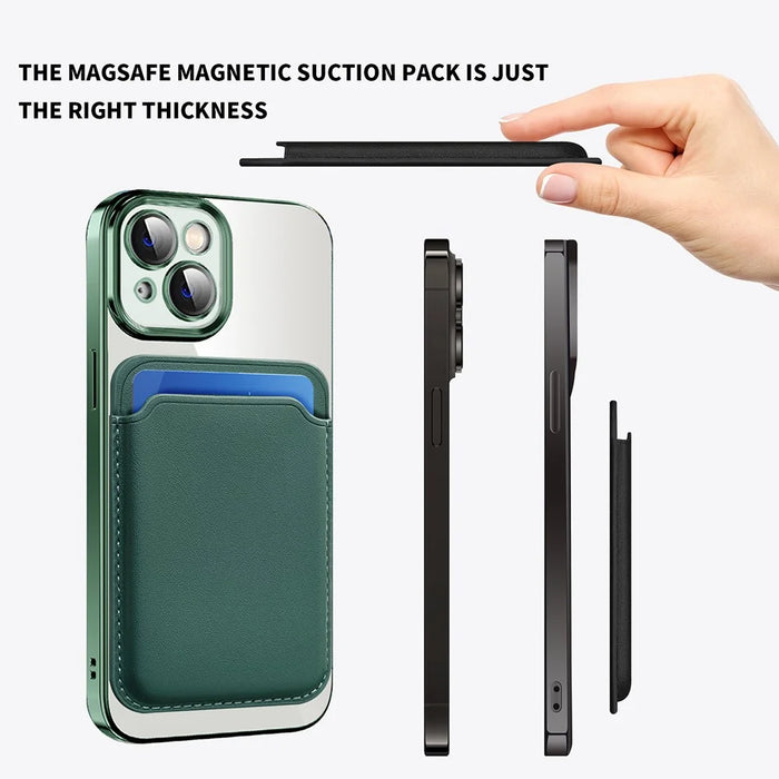 For iPhone 15 Plus Case Compatible with MagSafe TPU + PC Mobile Cover with Card Bag - Blackish Green - 6