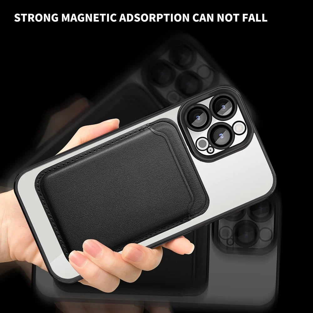 For iPhone 15 Pro Case Compatible with MagSafe TPU + PC Mobile Cover with Card Bag - Blackish Green - 2