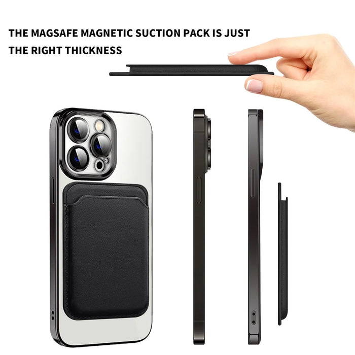 For iPhone 15 Pro Max Case Compatible with MagSafe TPU + PC Mobile Cover with Card Bag - Blackish Green - 3