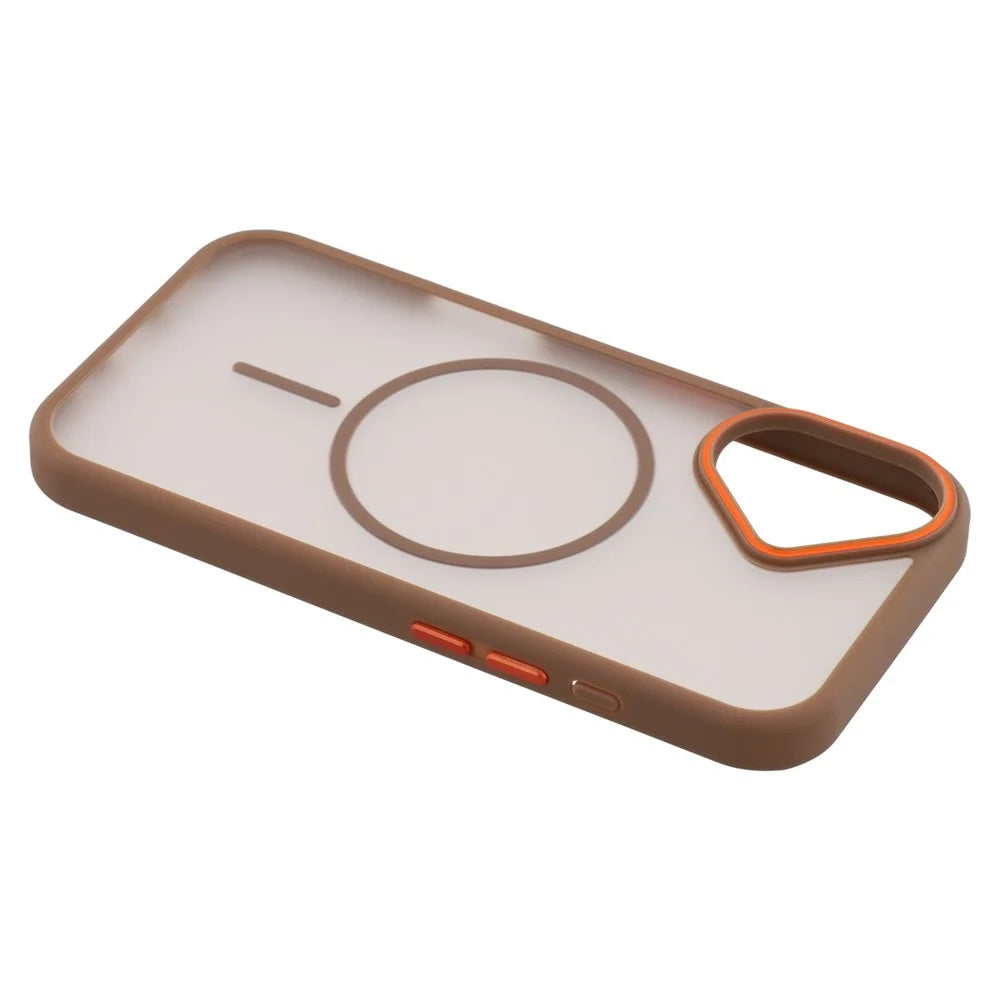 For iPhone 16 Plus Magnetic Case Skin Touch TPU + PC Phone Back Cover - Brown - 5
