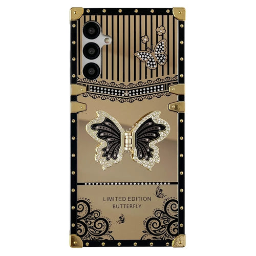 For Samsung Galaxy A16 5G / A16 4G Case Electroplated TPU + PC Phone Cover with Butterfly Kickstand - Black - 1