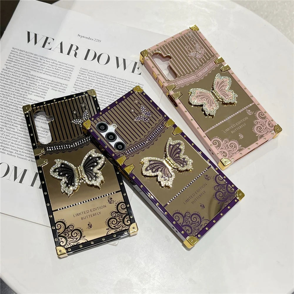 For Samsung Galaxy A16 5G / A16 4G Case Electroplated TPU + PC Phone Cover with Butterfly Kickstand - Black - 7