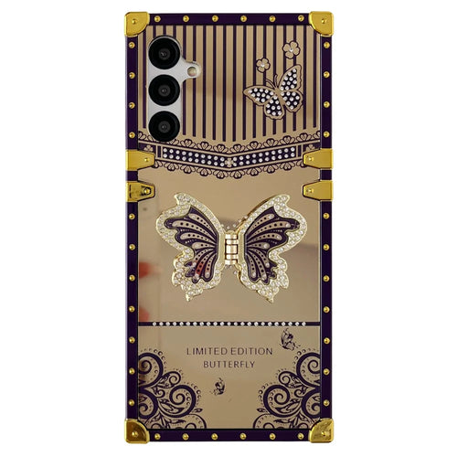 For Samsung Galaxy A36 5G / A56 5G Case Electroplated TPU + PC Phone Cover with Butterfly Kickstand - Dark Purple - 1