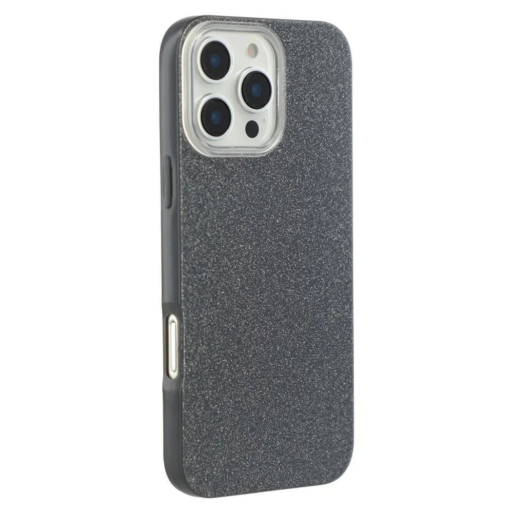 For iPhone 16 Pro Max Case IMD Glitter TPU Phone Cover Large Camera Cutout - Black - 1