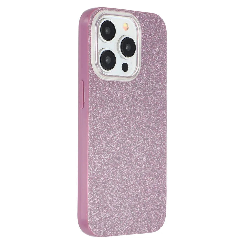 For iPhone 15 Pro Case IMD Glitter TPU Phone Cover Large Camera Cutout - Purple - 1