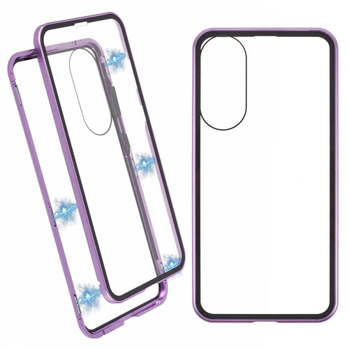For Samsung Galaxy S25 Edge Full Body Case Magnetic Tempered Glass Double-Sided Phone Case - Purple - 1