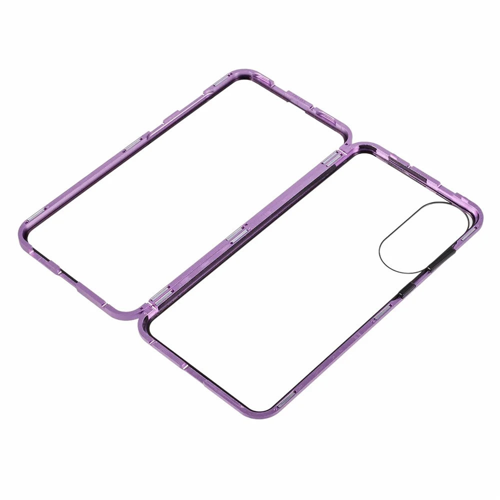 For Samsung Galaxy S25 Edge Full Body Case Magnetic Tempered Glass Double-Sided Phone Case - Purple - 4