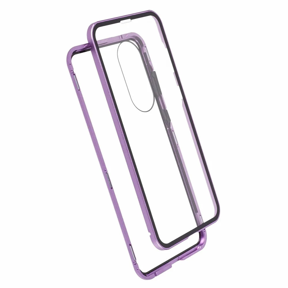 For Samsung Galaxy S25 Edge Full Body Case Magnetic Tempered Glass Double-Sided Phone Case - Purple - 5