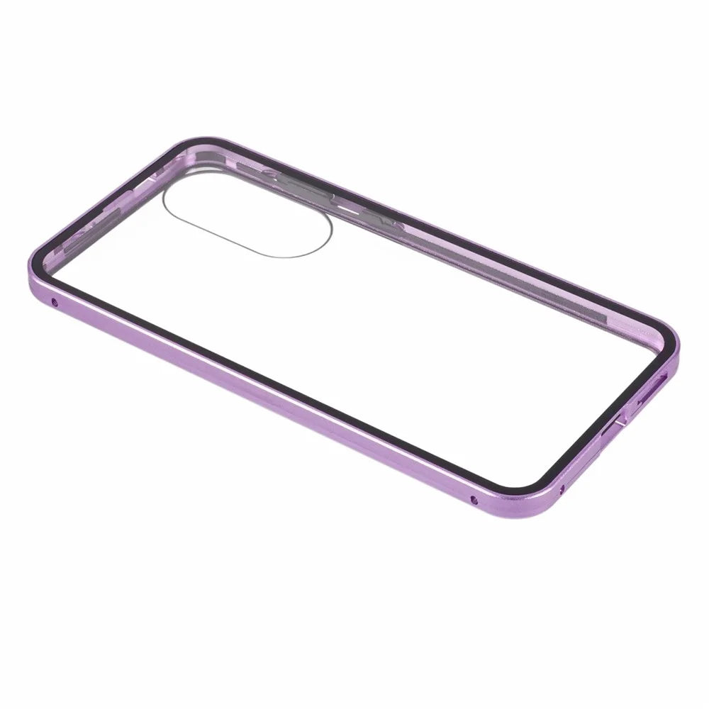 For Samsung Galaxy S25 Edge Full Body Case Magnetic Tempered Glass Double-Sided Phone Case - Purple - 6