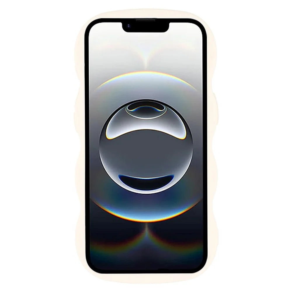 For iPhone 17e / 16e Case TPU Protective Phone Cover Unique Curly Wave Frame - White - 2