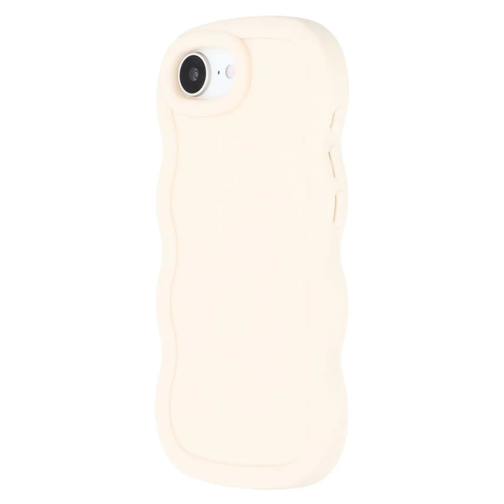 For iPhone 17e / 16e Case TPU Protective Phone Cover Unique Curly Wave Frame - White - 4