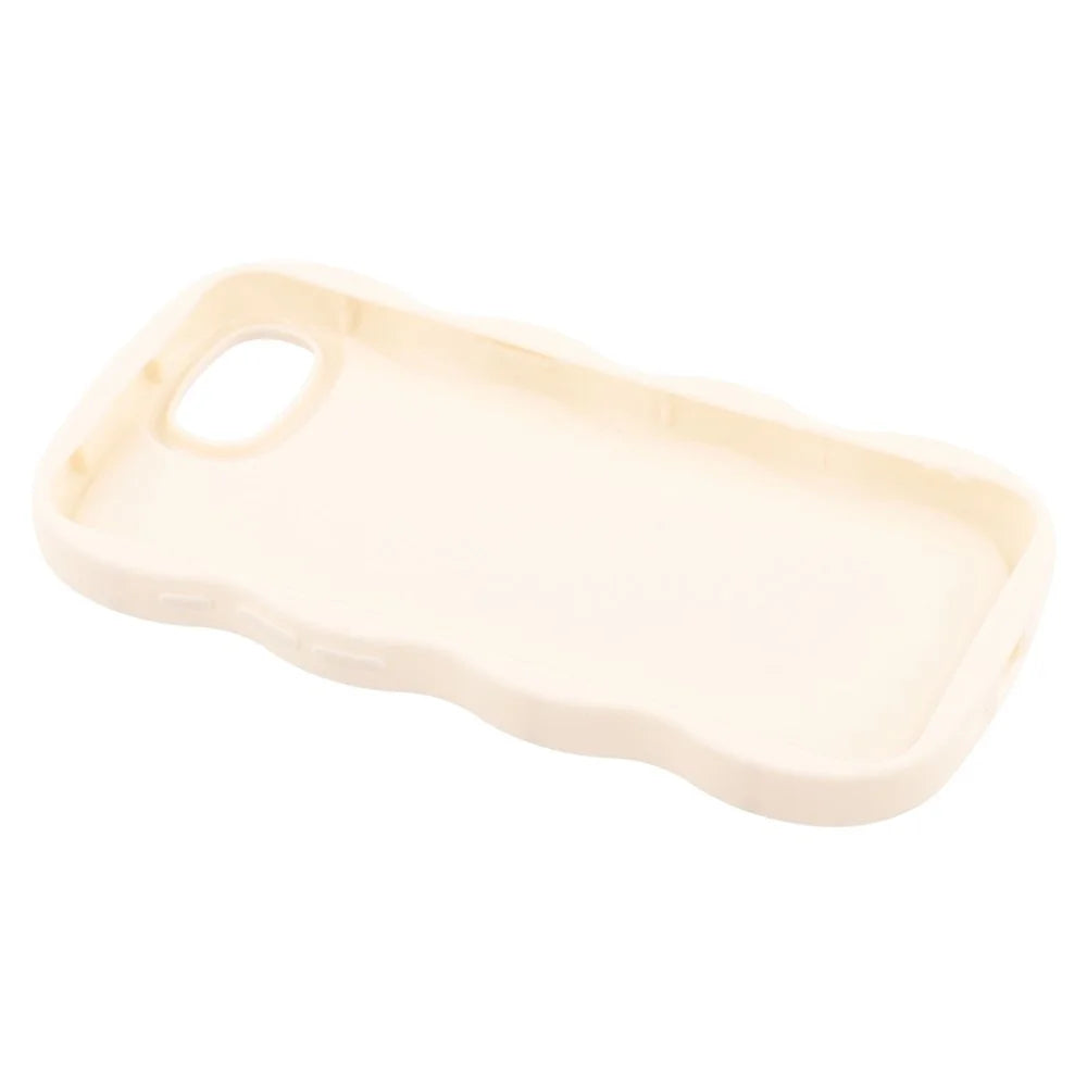 For iPhone 17e / 16e Case TPU Protective Phone Cover Unique Curly Wave Frame - White - 6