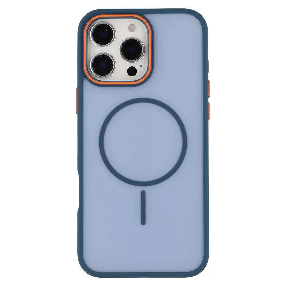 For iPhone 16 Pro Magnetic Case Skin Touch TPU + PC Phone Back Cover - Blue - 3