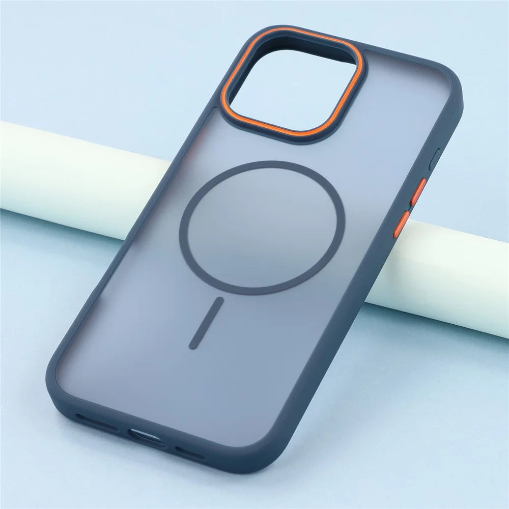 For iPhone 16 Pro Magnetic Case Skin Touch TPU + PC Phone Back Cover - Blue - 7