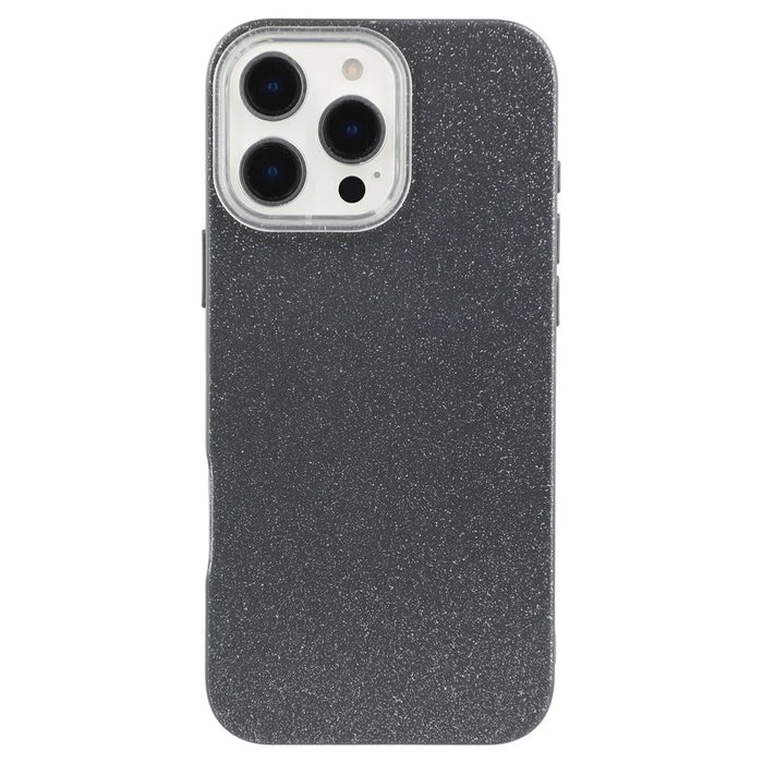 For iPhone 16 Pro Case IMD Glitter TPU Phone Cover Large Camera Cutout - Black - 3
