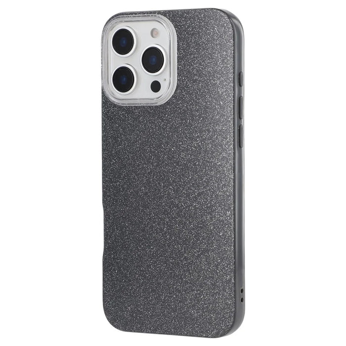 For iPhone 16 Pro Case IMD Glitter TPU Phone Cover Large Camera Cutout - Black - 4