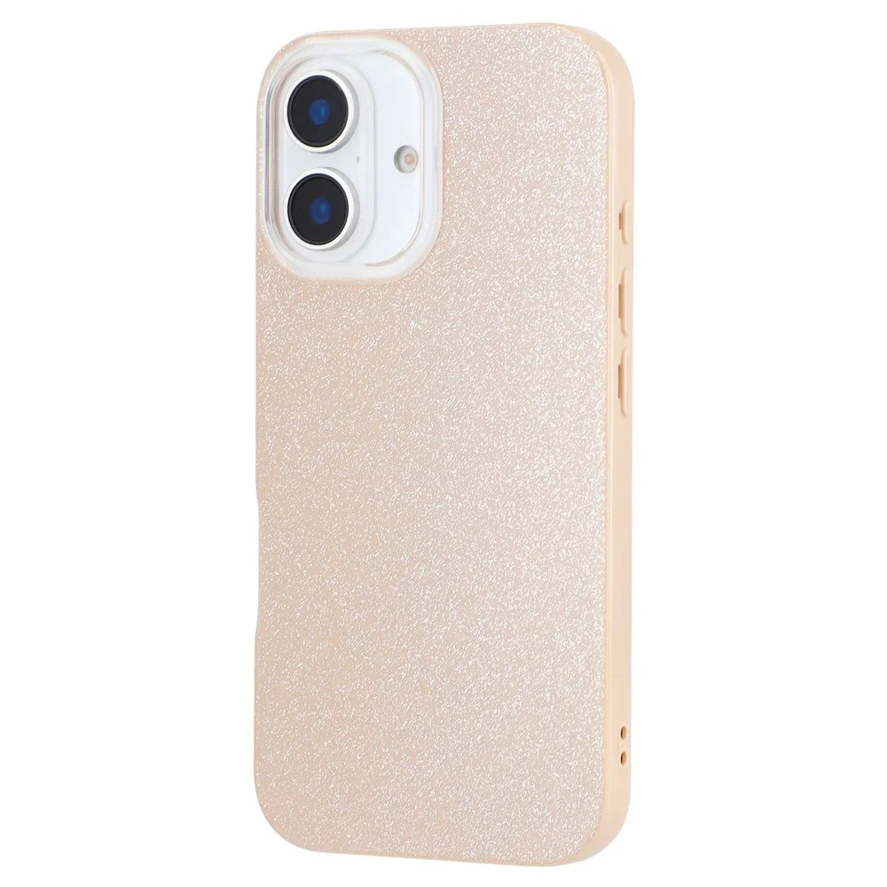 For iPhone 16 Plus Case IMD Glitter TPU Phone Cover Large Camera Cutout - Brown  /  Brown - 4