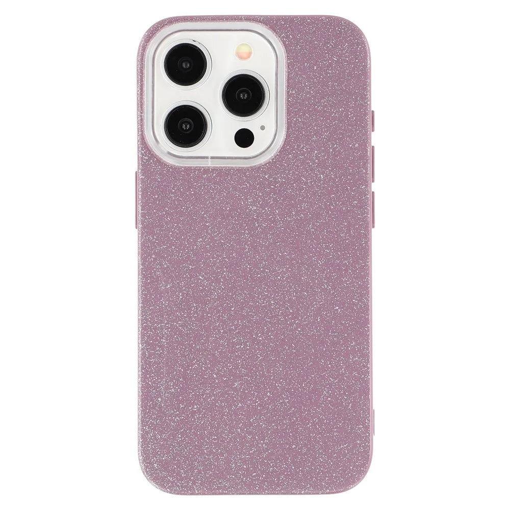 For iPhone 15 Pro Max Case IMD Glitter TPU Phone Cover Large Camera Cutout - Purple - 3
