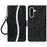 For Samsung Galaxy A56 5G Case PU Leather Wallet Card Slots Glitter Phone Cover - Black - 1