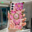 For Samsung Galaxy A55 5G Case Stylish Flower Butterfly Pattern Ring Kickstand TPU + PC Phone Cover - Pink - 1