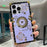 For iPhone 16 Pro Max Case with Kickstand Four Leaf Clover Pattern Electroplating TPU + PC Phone Cover - Purple - 1