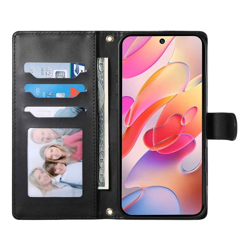 For Samsung Galaxy A56 5G Case Rhombus Stitching Wallet Stand Leather Phone Cover with Long  /  Short Strap - Black - 3