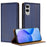 For Samsung Galaxy S25 Edge Case L-Shaped Grid Pattern Leather Stand Phone Cover with Card Slots - Blue - 1