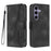 For Samsung Galaxy S24 / Galaxy S25 Leather Case Wallet Stand Smile Imprinted Phone Cover with Strap - Black - 1