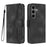 For Samsung Galaxy S25+ / Galaxy S24+ Leather Case Wallet Stand Smile Imprinted Phone Cover with Strap - Black - 1