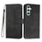For Samsung Galaxy A35 5G Leather Case Wallet Stand Smile Imprinted Phone Cover with Strap - Black - 1