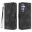 For Samsung Galaxy A55 5G Leather Case Wallet Stand Smile Imprinted Phone Cover with Strap - Black - 1