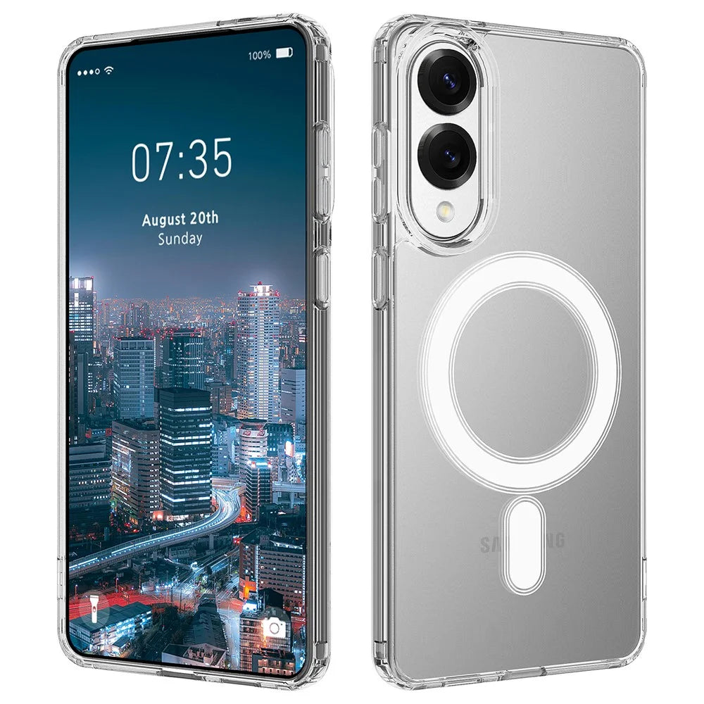 For Samsung Galaxy S25 Edge Clear Phone Magnetic Case TPU+Acrylic Back Cover - Clear - 1