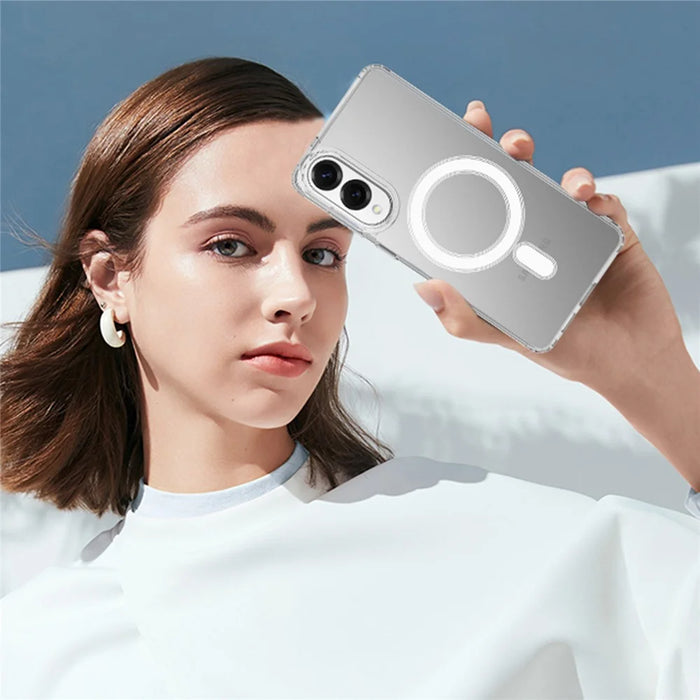 For Samsung Galaxy S25 Edge Clear Phone Magnetic Case TPU+Acrylic Back Cover - Clear - 3