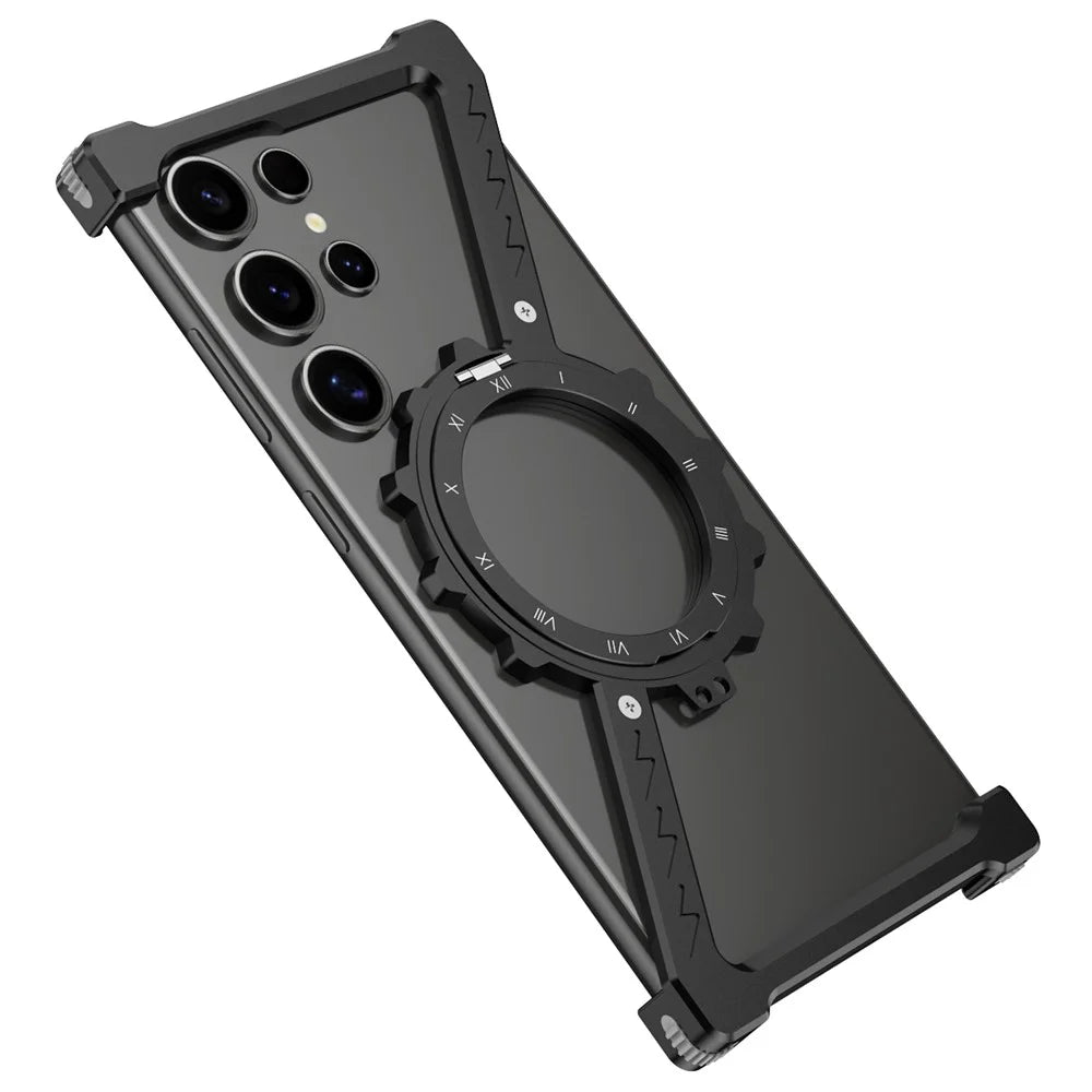 For Samsung Galaxy S25 Ultra Kickstand Magnetic Case Z Shape Bumper Phone Cover - Black - 1