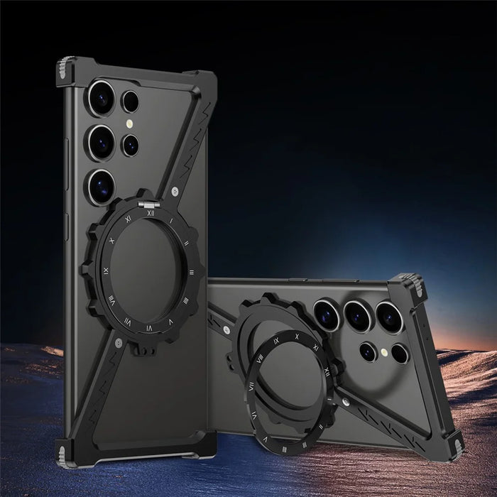 For Samsung Galaxy S25 Ultra Kickstand Magnetic Case Z Shape Bumper Phone Cover - Black - 2
