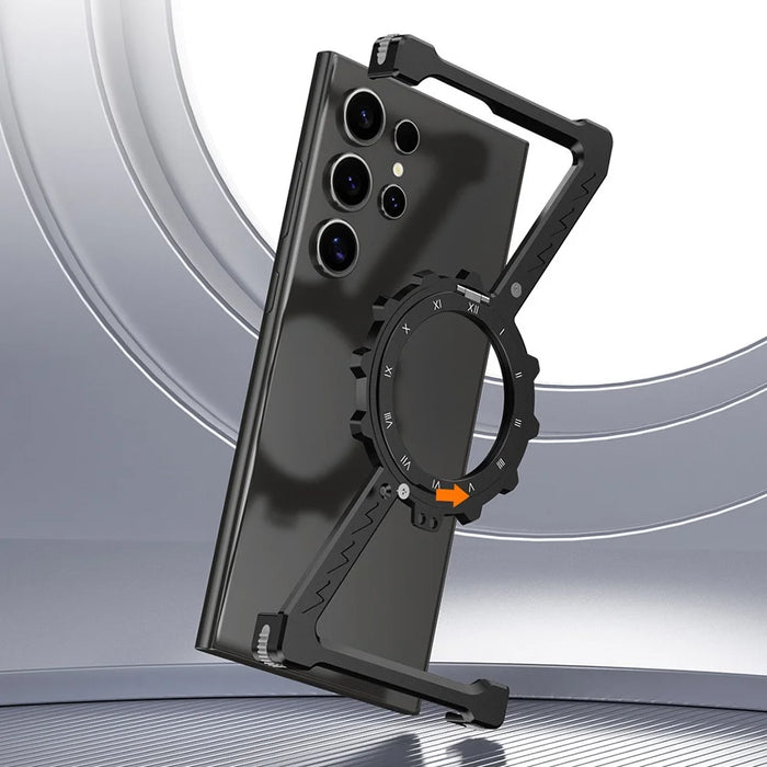 For Samsung Galaxy S25 Ultra Kickstand Magnetic Case Z Shape Bumper Phone Cover - Black - 3